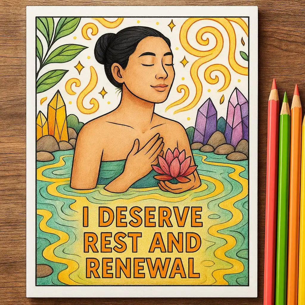 Coloring page with woman in water.
